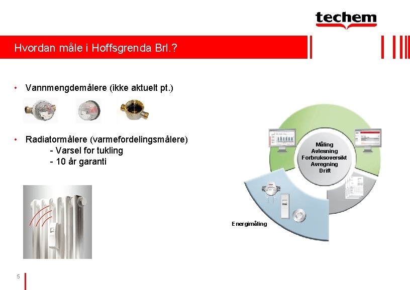 Hvordan måle i Hoffsgrenda Brl. ? • Vannmengdemålere (ikke aktuelt pt. ) • Radiatormålere Hvordan måle i Hoffsgrenda Brl. ? • Vannmengdemålere (ikke aktuelt pt. ) • Radiatormålere