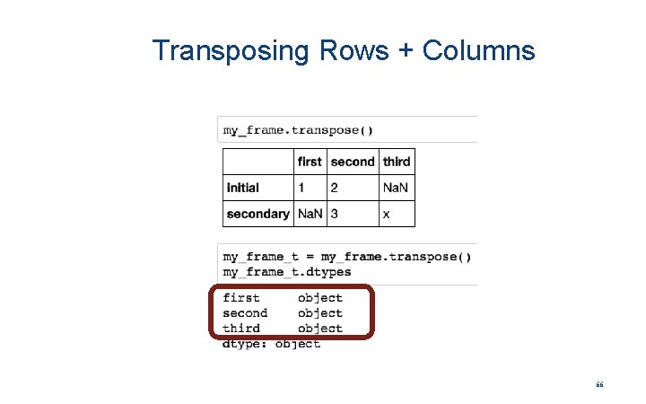 Transposing Rows + Columns 66 