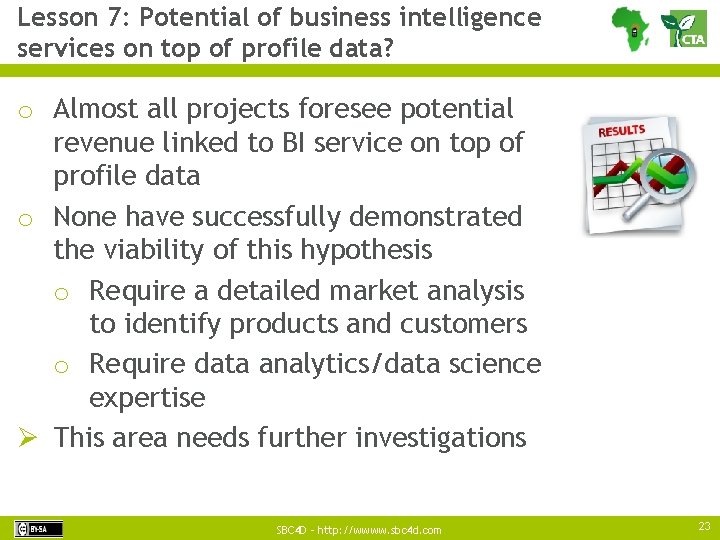 Lesson 7: Potential of business intelligence services on top of profile data? o Almost