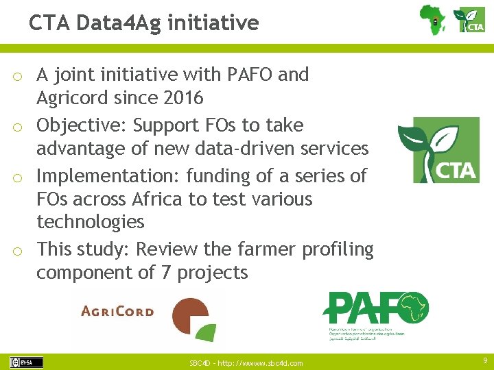 CTA Data 4 Ag initiative o A joint initiative with PAFO and Agricord since