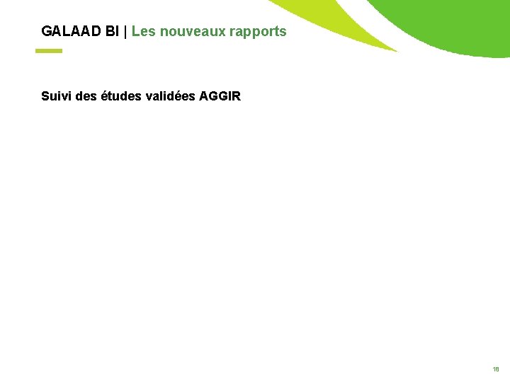 GALAAD BI | Les nouveaux rapports Suivi des études validées AGGIR 18 