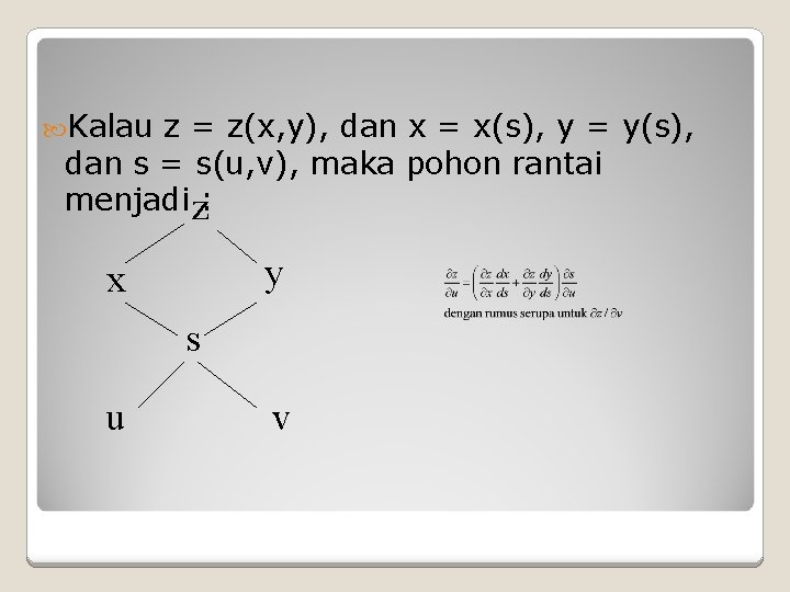  Kalau z = z(x, y), dan x = x(s), y = y(s), dan