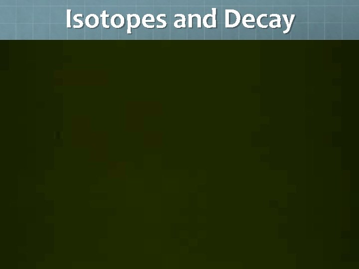 Isotopes and Decay 