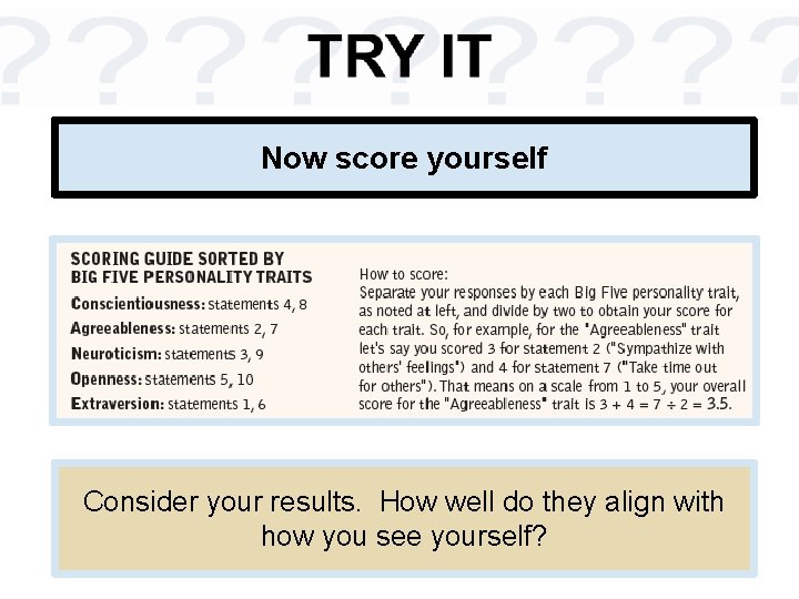 Now score yourself Consider your results. How well do they align with how you Now score yourself Consider your results. How well do they align with how you