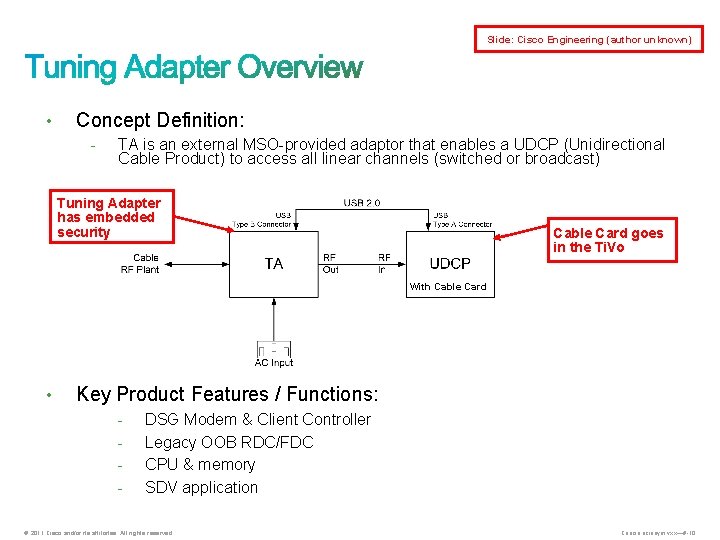 Slide: Cisco Engineering (author unknown) • Concept Definition: - TA is an external MSO-provided