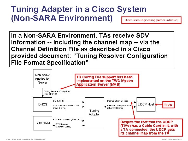 Tuning Adapter in a Cisco System (Non-SARA Environment) Slide: Cisco Engineering (author unknown) In