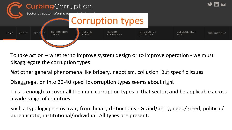 Corruption types To take action – whether to improve system design or to improve
