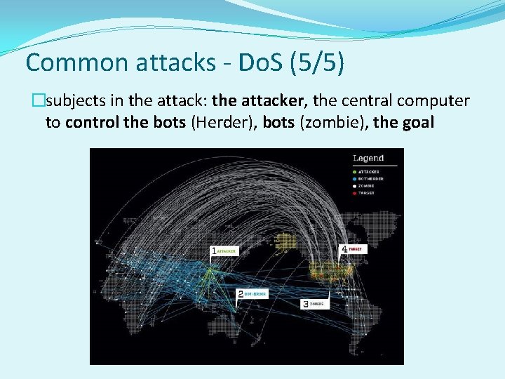 Common attacks - Do. S (5/5) �subjects in the attack: the attacker, the central