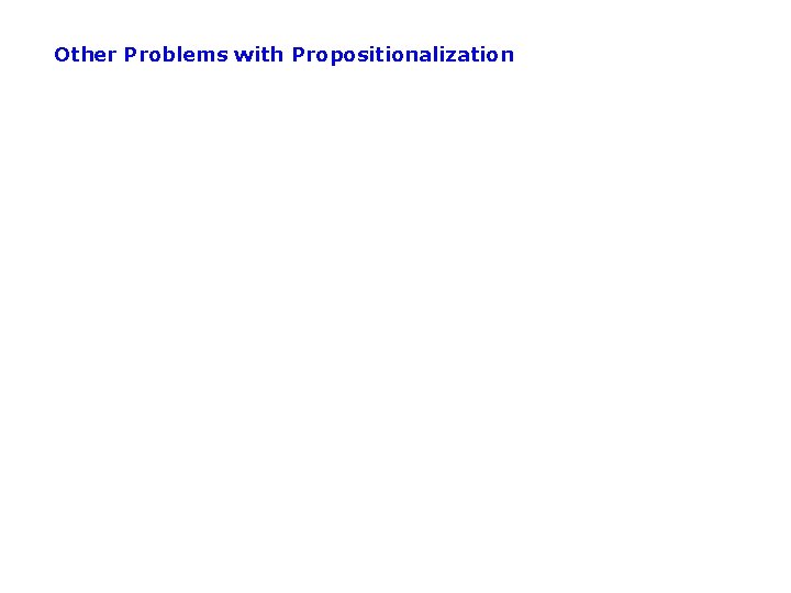 Other Problems with Propositionalization 