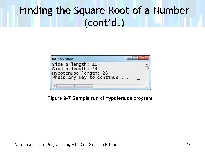 Finding the Square Root of a Number (cont’d. ) Figure 9 -7 Sample run