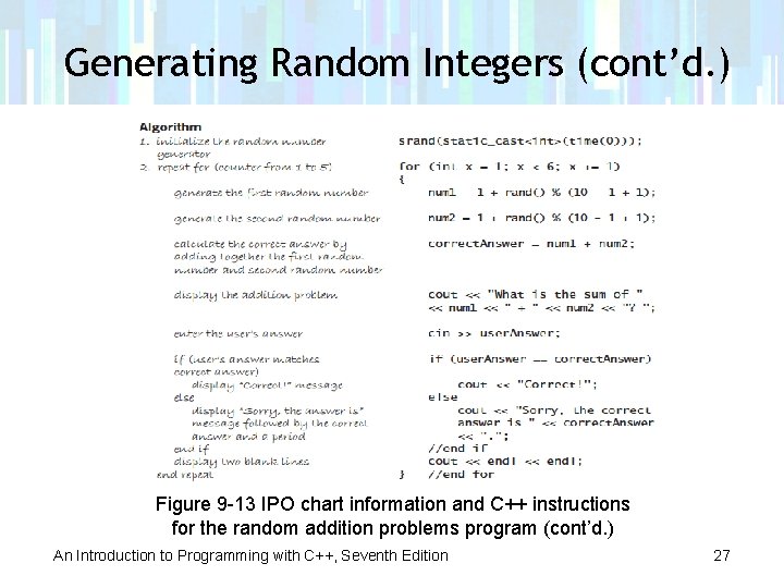 Generating Random Integers (cont’d. ) Figure 9 -13 IPO chart information and C++ instructions