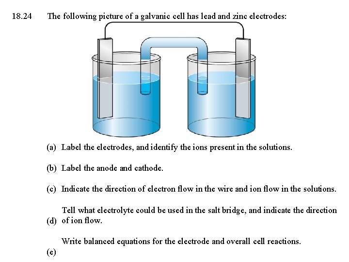 18. 24 The following picture of a galvanic cell has lead and zinc electrodes: