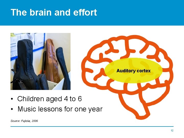 The brain and effort Auditory cortex • Children aged 4 to 6 • Music