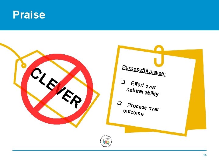 Praise CL Purpos EV ER eful pra ise: ❑ Eff ort over natural ability