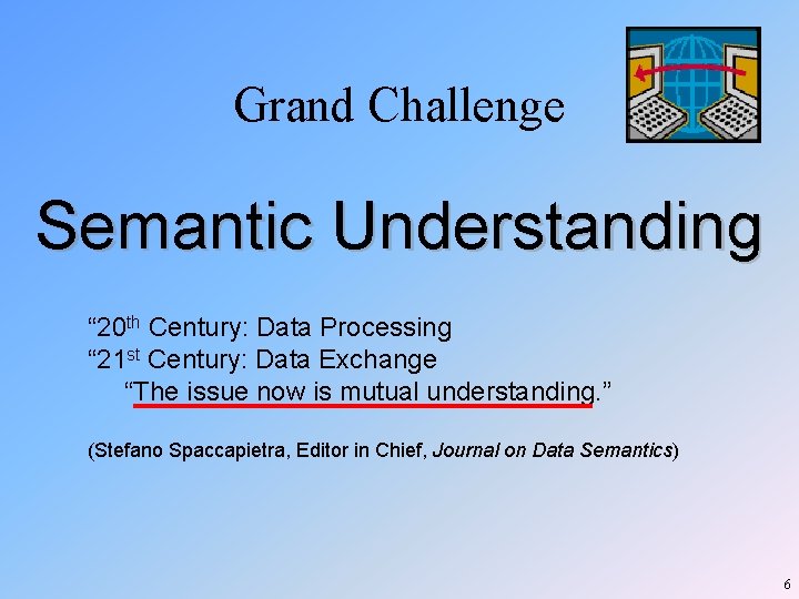 Grand Challenge Semantic Understanding “ 20 th Century: Data Processing “ 21 st Century: Grand Challenge Semantic Understanding “ 20 th Century: Data Processing “ 21 st Century: