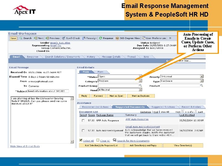 Email Response Management System & People. Soft HR HD Auto-Processing of Emails to Create