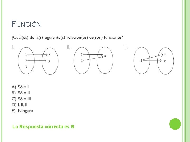 FUNCIÓN La Respuesta correcta es B FUNCIÓN La Respuesta correcta es B