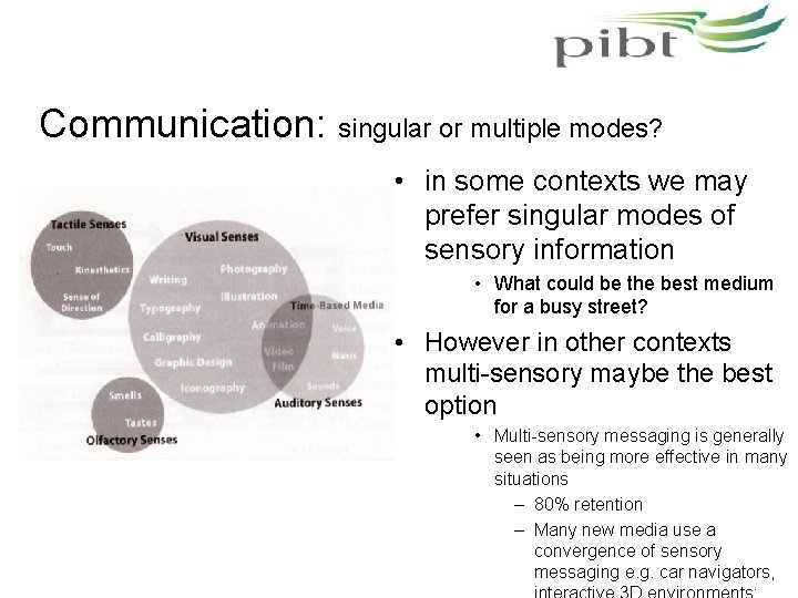 Communication: singular or multiple modes? • in some contexts we may prefer singular modes