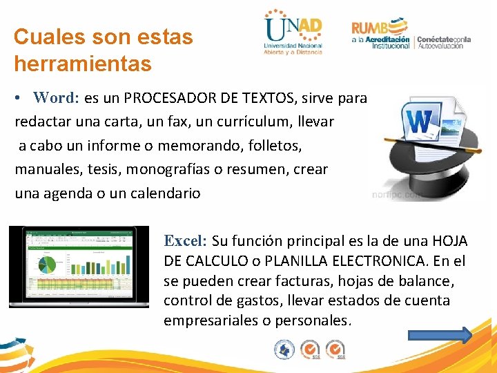 Cuales son estas herramientas • Word: es un PROCESADOR DE TEXTOS, sirve para redactar