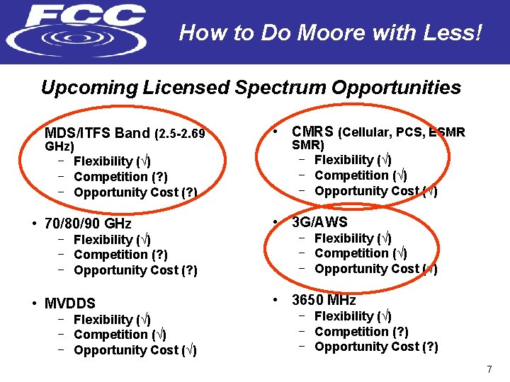 How to Do Moore with Less! Upcoming Licensed Spectrum Opportunities • MDS/ITFS Band (2.