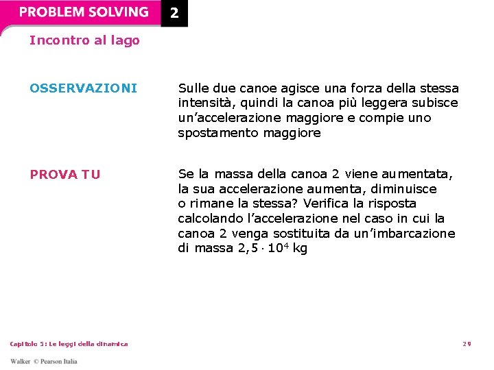 2 Incontro al lago OSSERVAZIONI Sulle due canoe agisce una forza della stessa intensità, 2 Incontro al lago OSSERVAZIONI Sulle due canoe agisce una forza della stessa intensità,