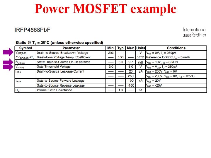 Power MOSFET example 