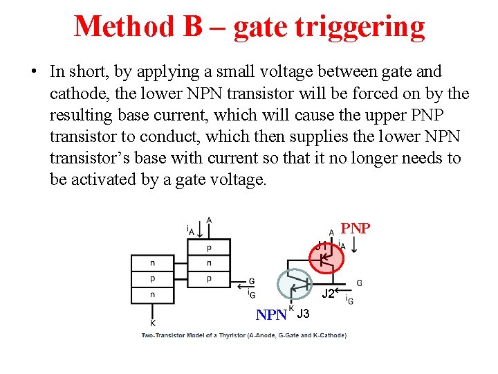 Method B – gate triggering • In short, by applying a small voltage between