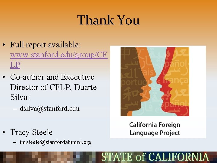 Thank You • Full report available: www. stanford. edu/group/CF LP • Co-author and Executive