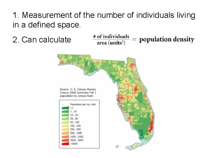 1. Measurement of the number of individuals living in a defined space. 2. Can