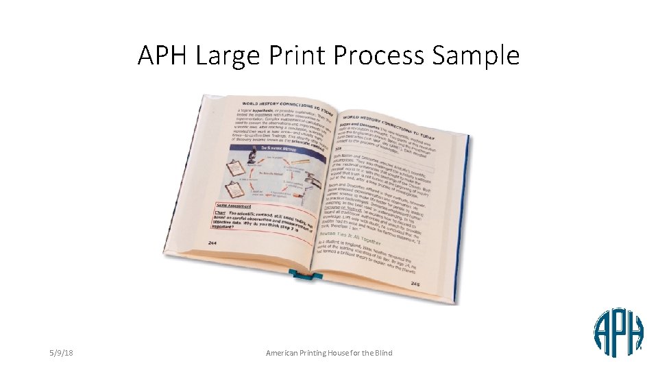 APH Large Print Process Sample 5/9/18 American Printing House for the Blind 