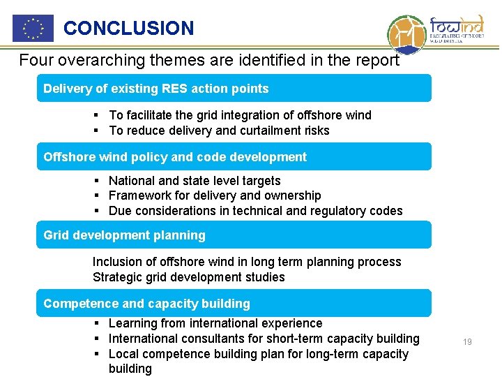 CONCLUSION Four overarching themes are identified in the report Delivery of existing RES action