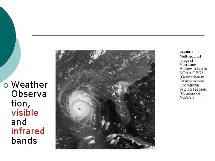 ¡ Weather Observa tion, visible and infrared bands 