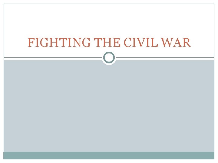 FIGHTING THE CIVIL WAR FIGHTING THE CIVIL WAR