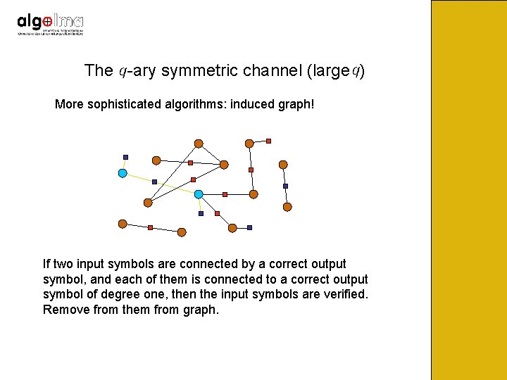 The -ary symmetric channel (large ) More sophisticated algorithms: induced graph! If two input