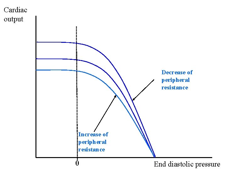 Cardiac output Decrease of peripheral resistance Increase of peripheral resistance 0 End diastolic pressure