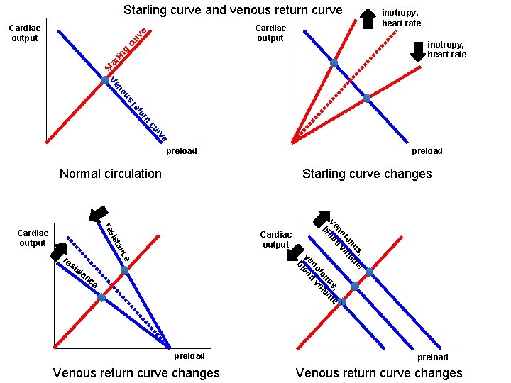 Starling curve and venous return curve Cardiac output inotropy, heart rate St ar lin