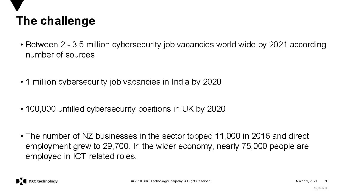 The challenge • Between 2 - 3. 5 million cybersecurity job vacancies world wide