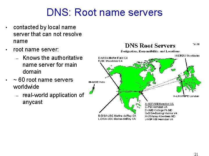 DNS: Root name servers • • • contacted by local name server that can