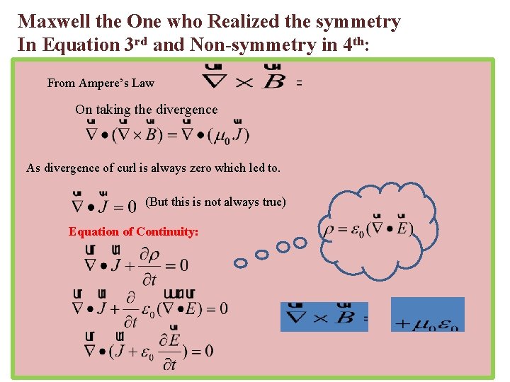 Maxwell the One who Realized the symmetry In Equation 3 rd and Non-symmetry in