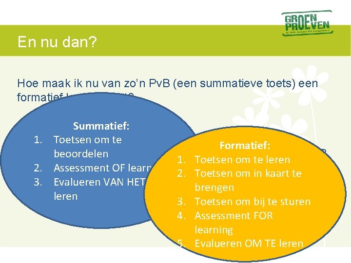 En nu dan? Hoe maak ik nu van zo’n Pv. B (een summatieve toets)