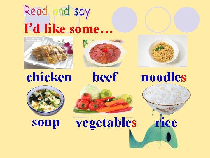 I’d like some… chicken beef noodles soup vegetables rice 