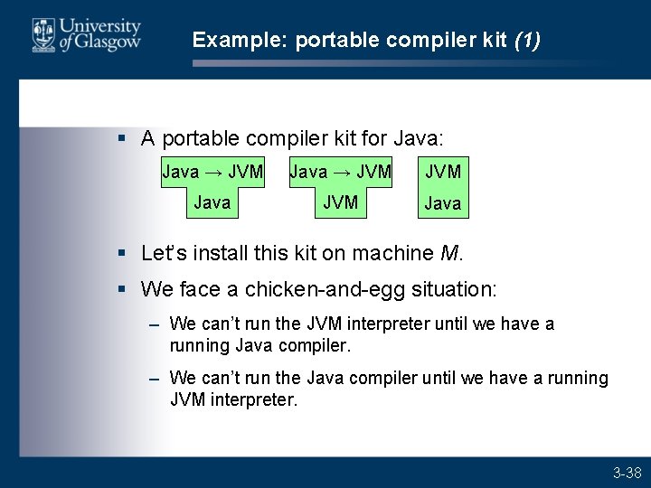 Example: portable compiler kit (1) § A portable compiler kit for Java: Java →