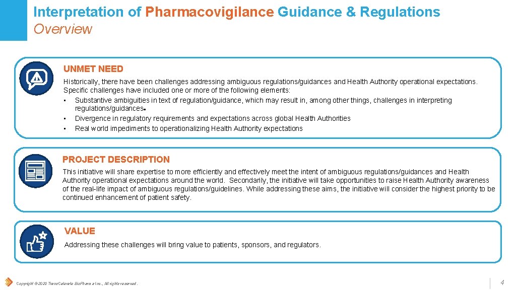 Interpretation of Pharmacovigilance Guidance & Regulations Overview UNMET NEED Historically, there have been challenges