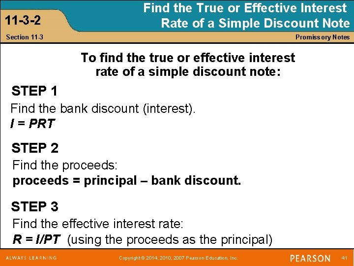 11 -3 -2 Find the True or Effective Interest Rate of a Simple Discount