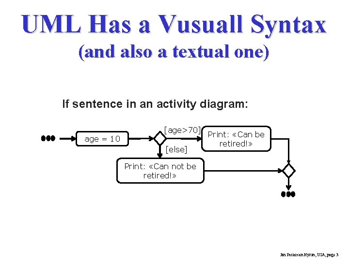 UML Has a Vusuall Syntax (and also a textual one) If sentence in an UML Has a Vusuall Syntax (and also a textual one) If sentence in an