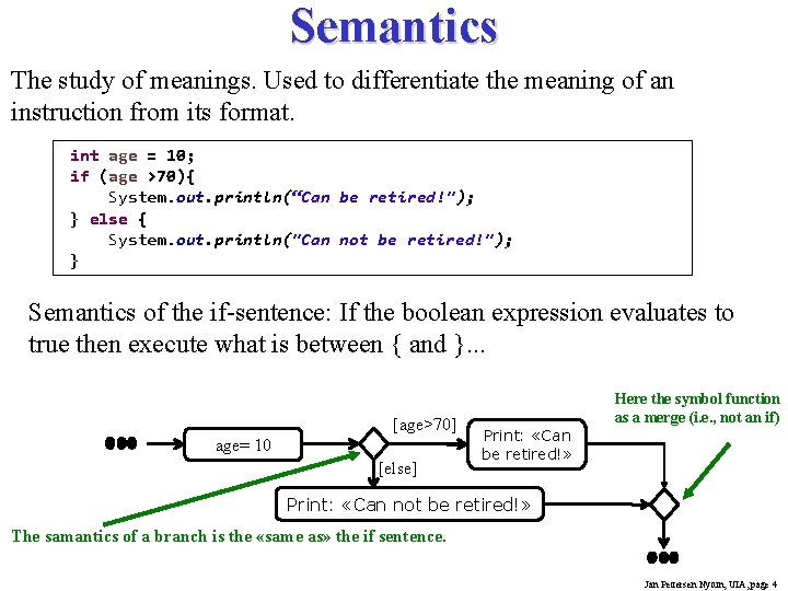 Semantics The study of meanings. Used to differentiate the meaning of an instruction from Semantics The study of meanings. Used to differentiate the meaning of an instruction from