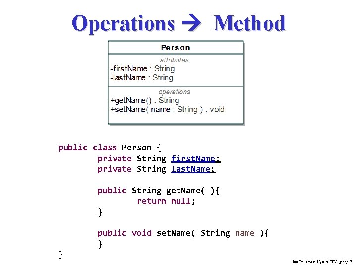 Operations Method public class Person { private String first. Name; private String last. Name; Operations Method public class Person { private String first. Name; private String last. Name;