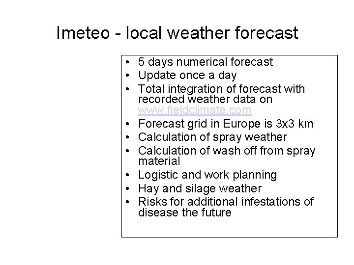 Imeteo - local weather forecast • 5 days numerical forecast • Update once a
