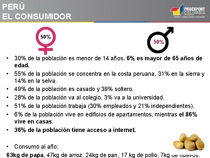 PERÚ EL CONSUMIDOR 50% • 30% de la población es menor de 14 años. PERÚ EL CONSUMIDOR 50% • 30% de la población es menor de 14 años.