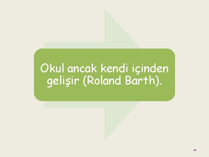 Okul ancak kendi içinden gelişir (Roland Barth). 10 